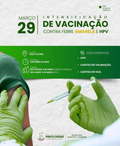 Intensificação de Vacinação Contra a Febre Amarela e HPV.
