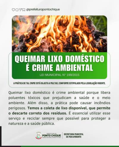 Queimar Lixo Doméstico é Crime Ambientel!