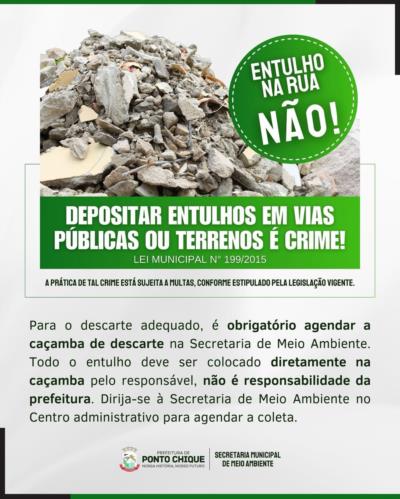Depositar Entulhos em Vias Públicas ou Terrenos é Crime!